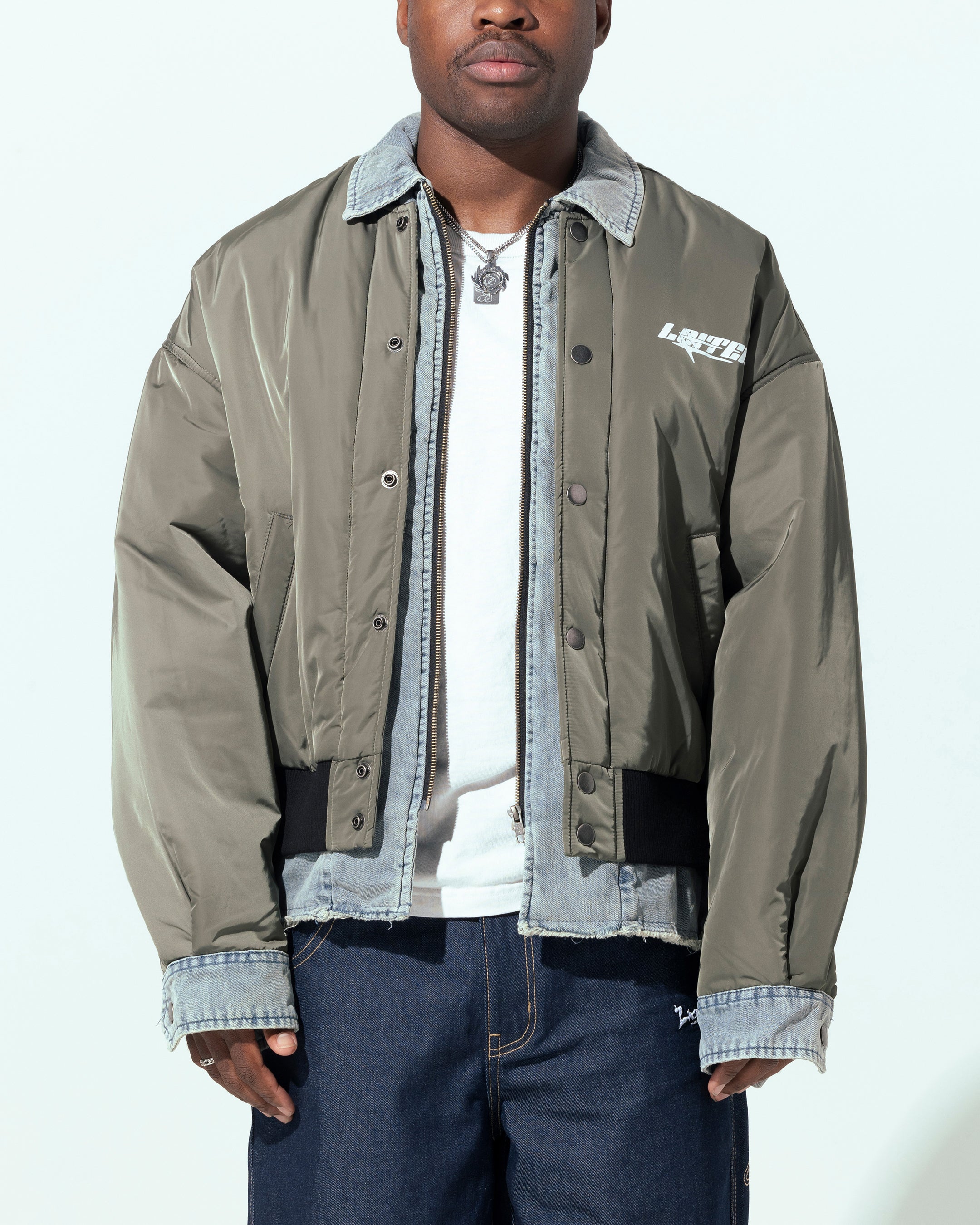 Image of Loiter Shadow Layered Bomber Jacket Khaki