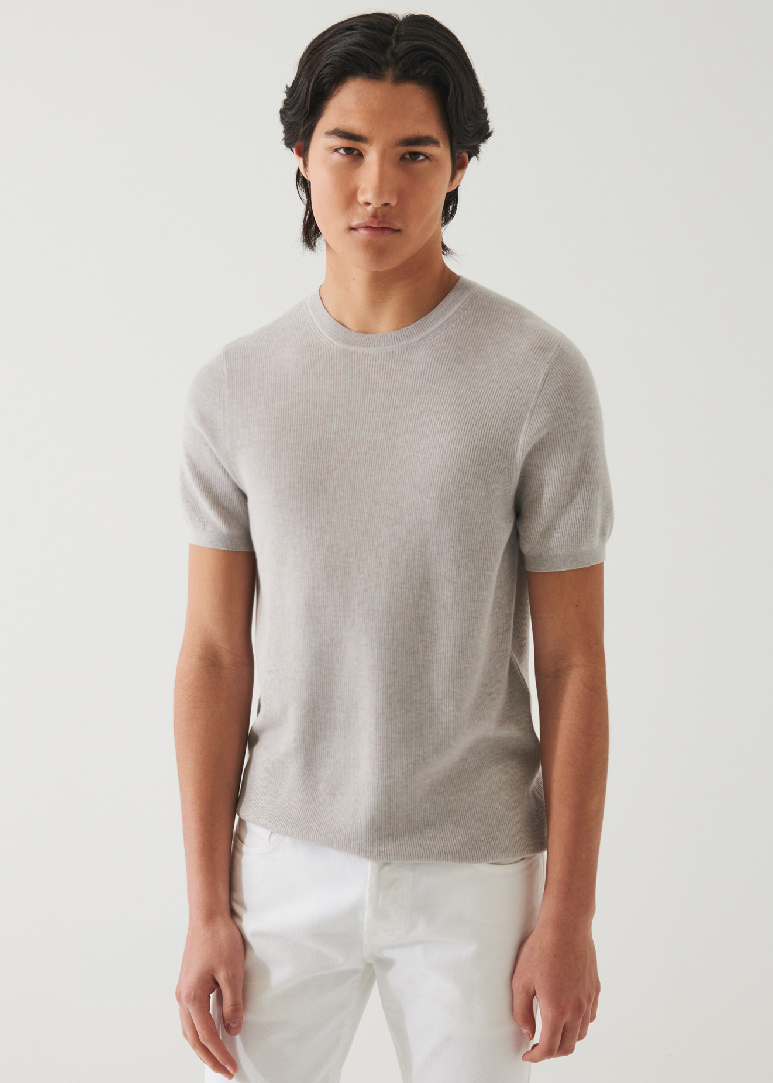 COTTON CASHMERE RIBBED CREWNECK