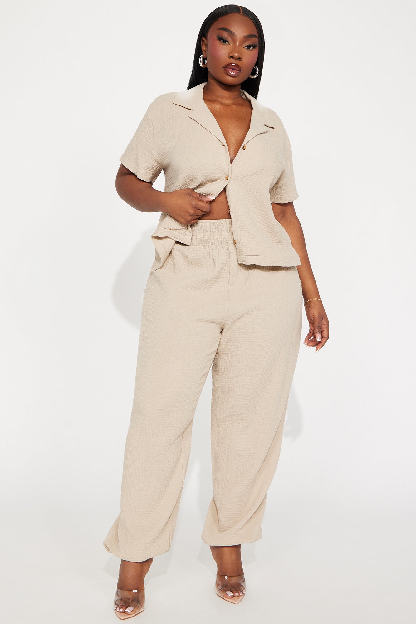 Image of True Love Cargo Pant Set - Taupe