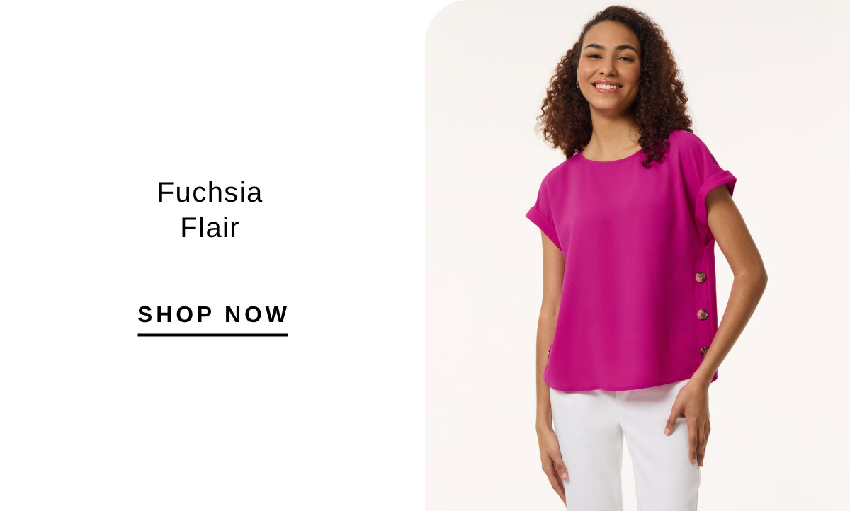 Fuchsia Flair | SHOP NOW | Button Detail Blouse, Jasper Crepe