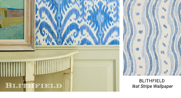 Ikat Stripe Wallpaper - Azure