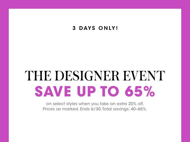 The Designer Event - save up to 65% 