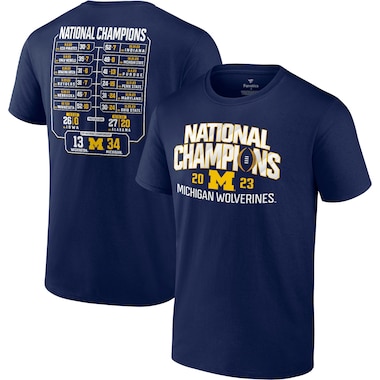  Fanatics Branded Navy  College Football Playoff 2023 National Champions Schedule T-Shirt