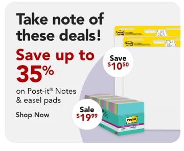 Save up to 35% on post it notes & easel pads