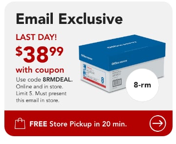 8-ream case $38.99 Office Depot® Brand Copy & Print Paper Limit 5