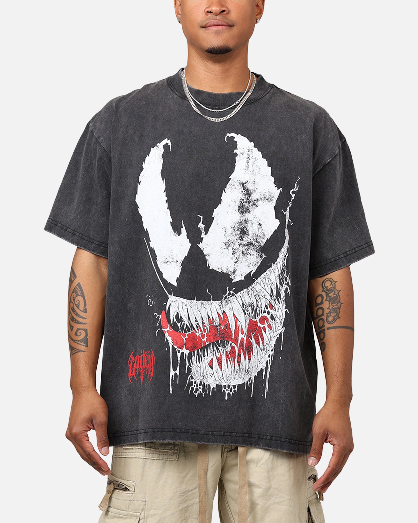 Image of Marvel Spider-Man Venom T-Shirt Black Acidwash