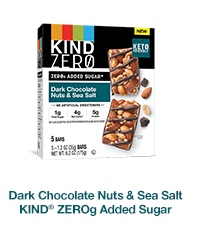 Dark Chocolate Nuts & Sea Salt KIND®  ZEROg Added Sugar Bars