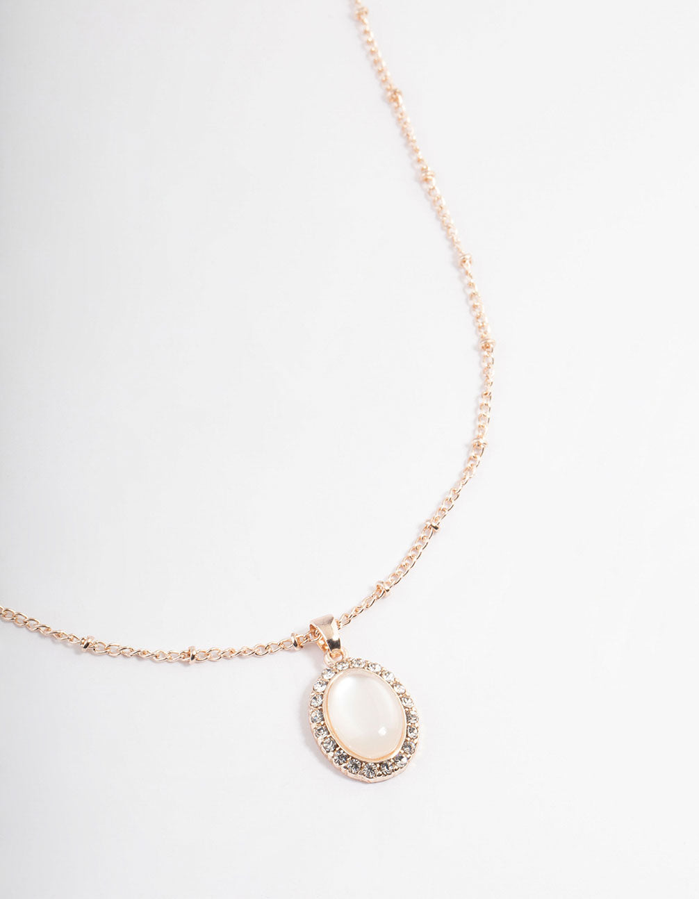 Image of Rose Gold Station Oval Stone Necklace