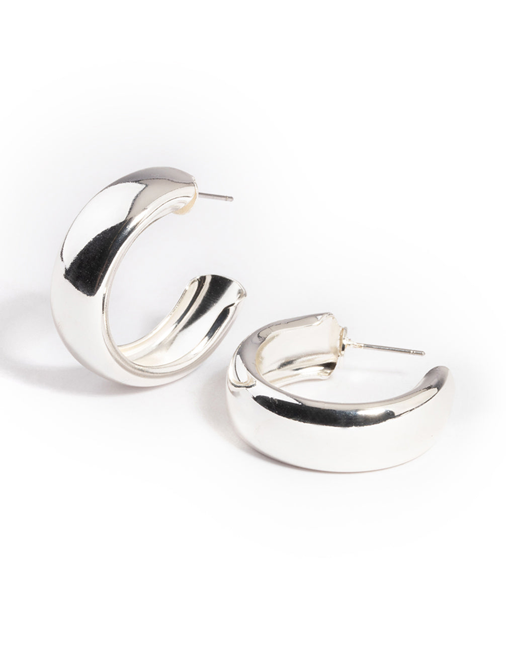 Image of Silver Medium Chubby Hoop Earrings