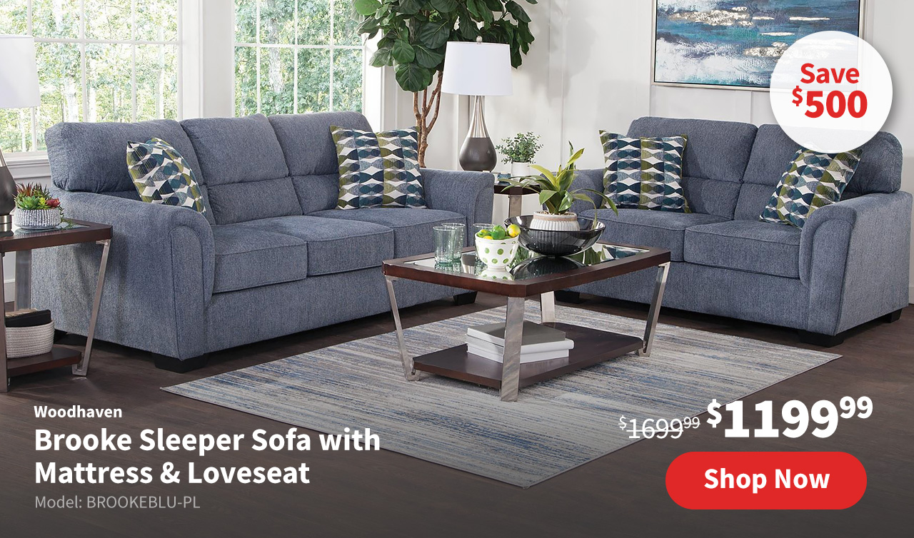 Woodhaven Brooke Sleeper Sofa with Mattress & Loveseat