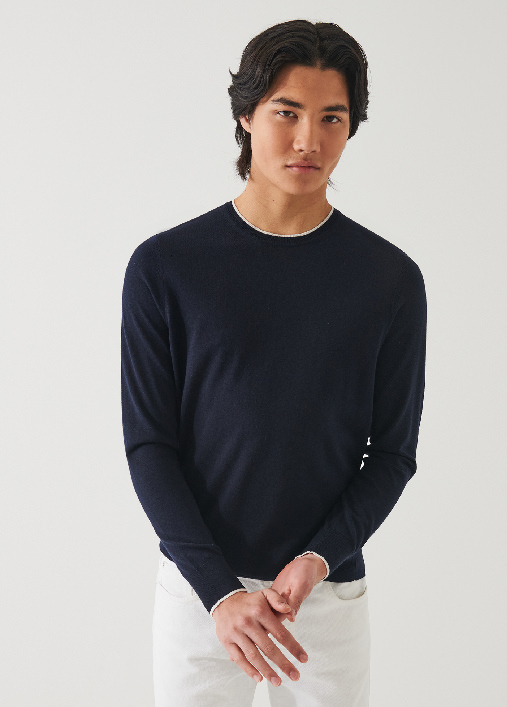 COTTON CUPRO TIPPED CREWNECK