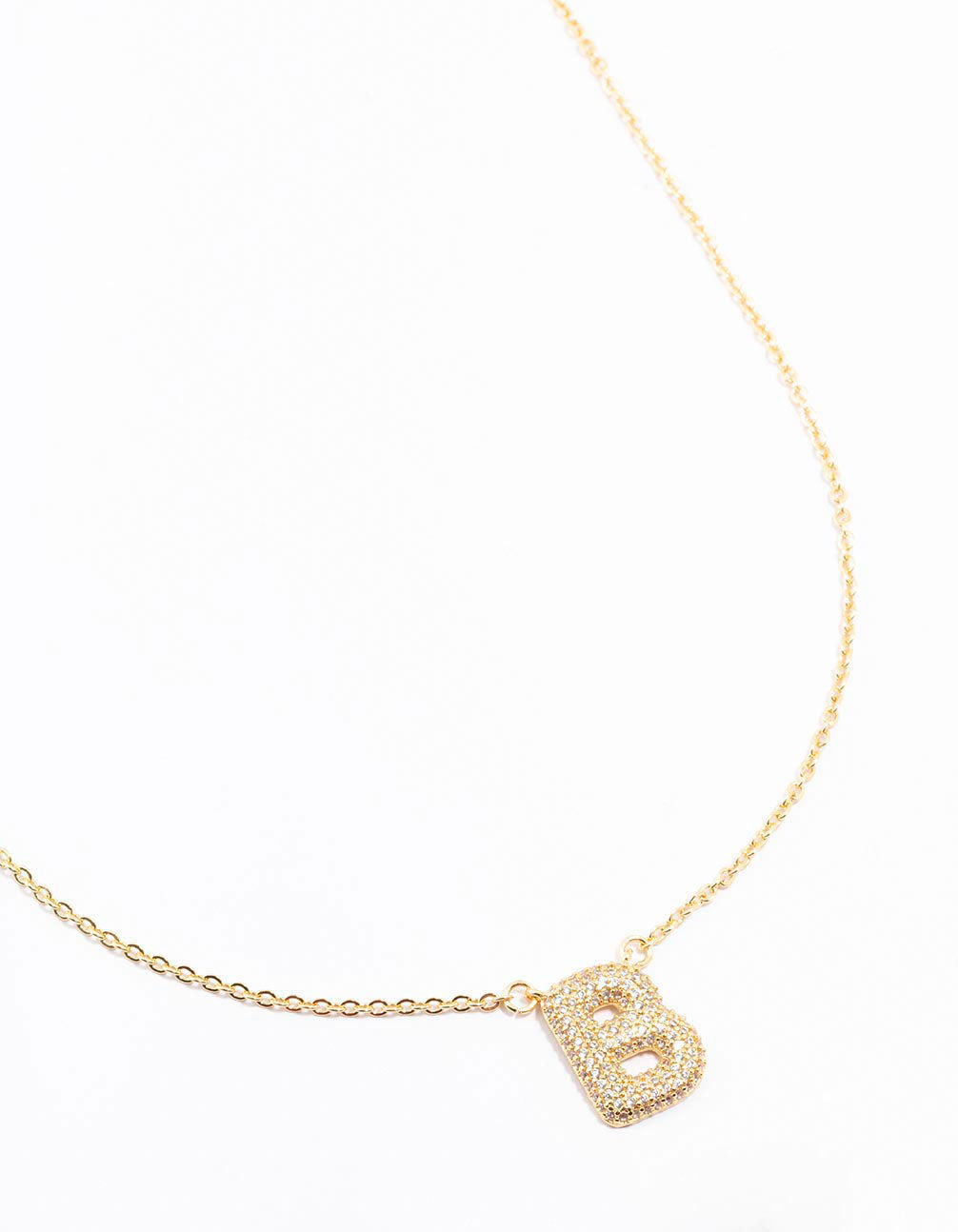 Image of Gold Plated Pave Letter B Necklace