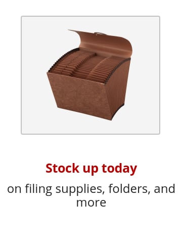 Stock up today on filing supplies, folders, and more