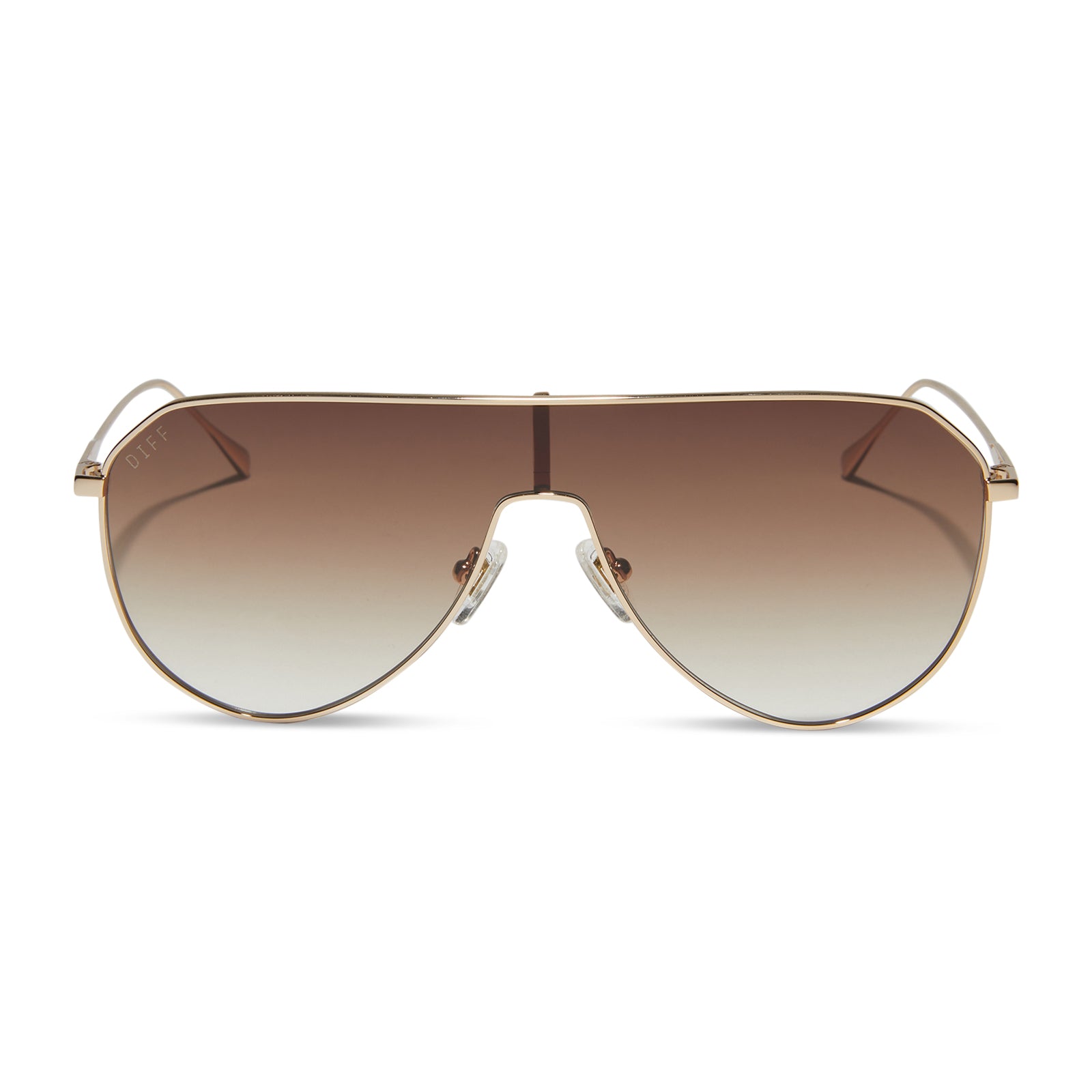 Image of DASH SHIELD - GOLD + BROWN GRADIENT SUNGLASSES