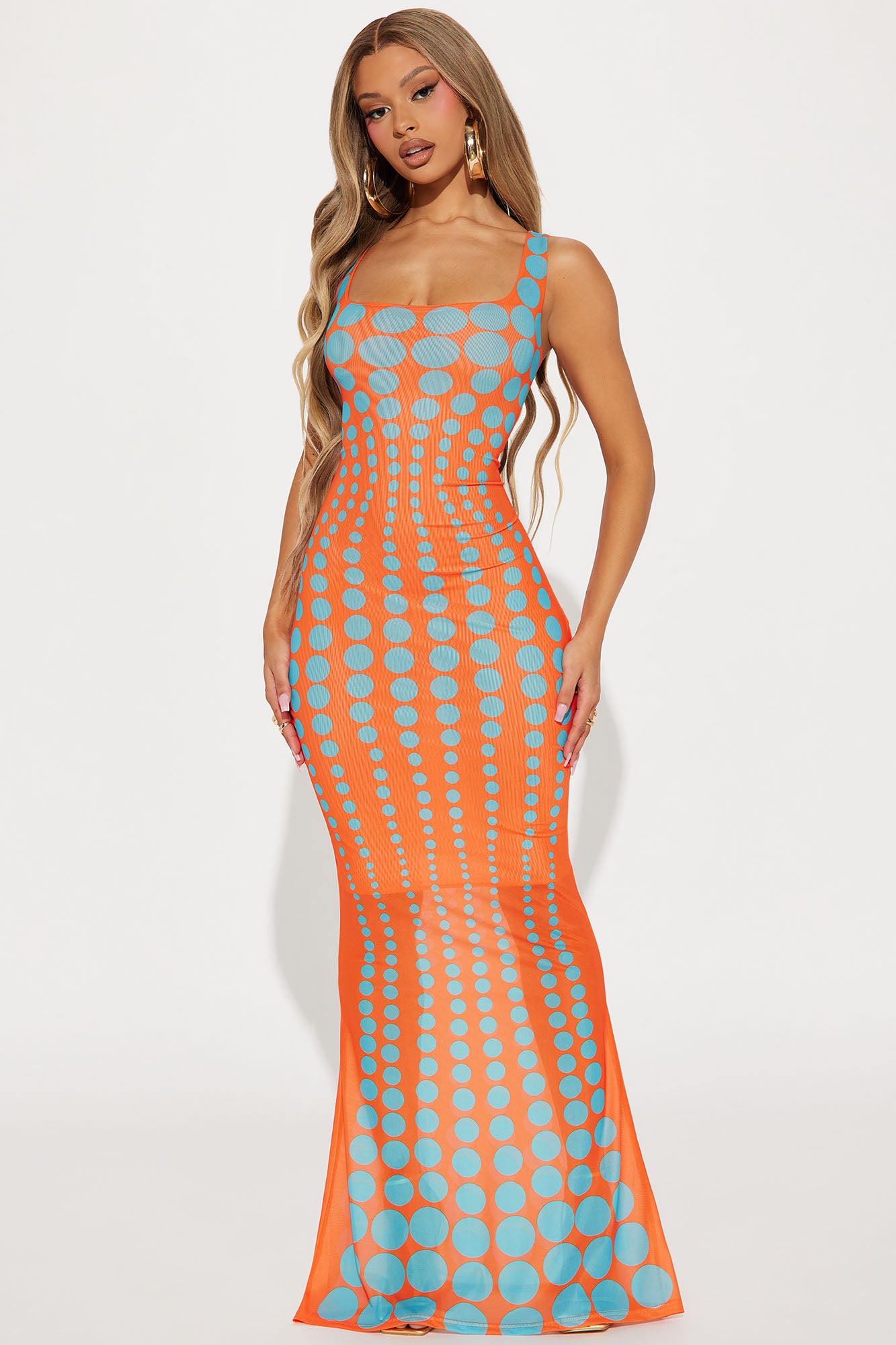 Image of A Sight Mesh Maxi Dress - Orange