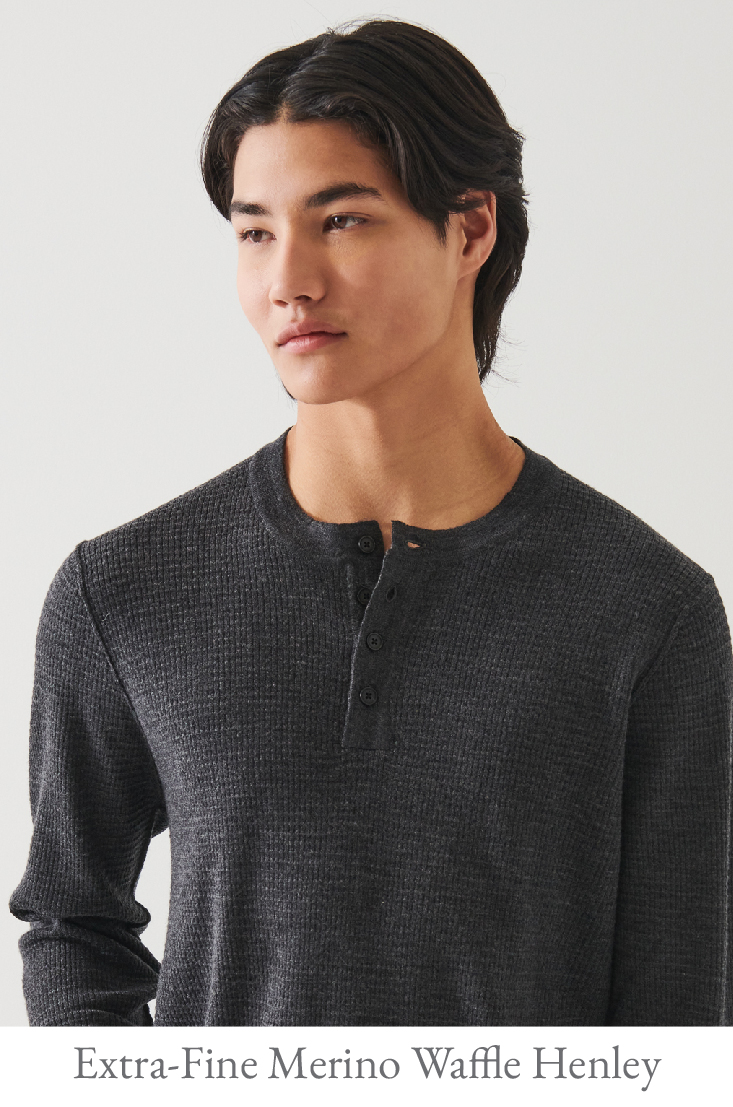 EXTRA-FINE MERINO WAFFLE HENLEY