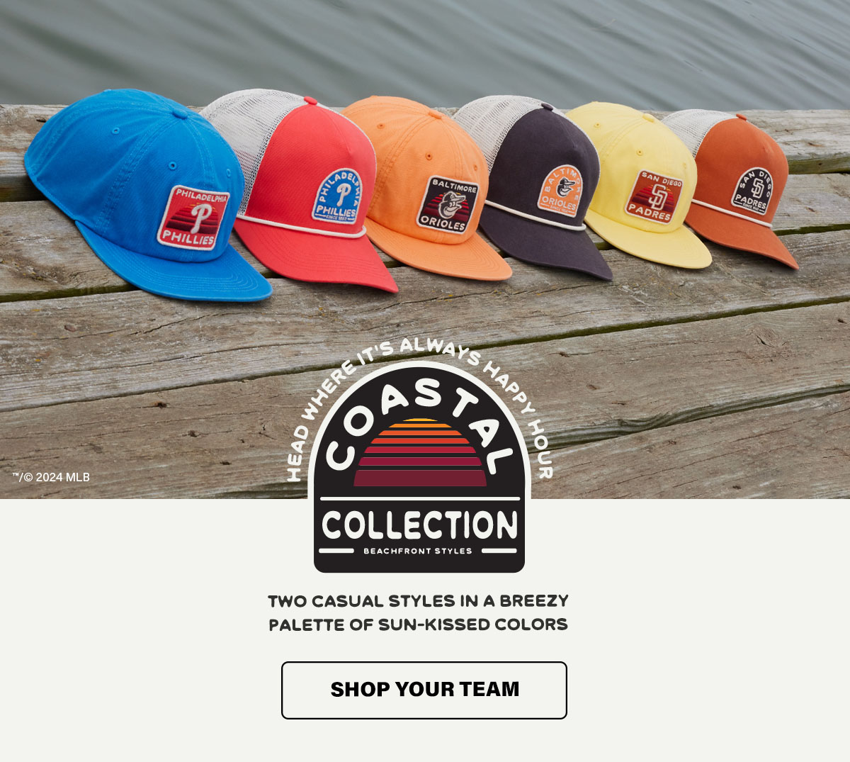 COASTAL COLLECTION | TWO CASUAL STYLES IN A BREEZY PALETTE OF SUN-KISSED COLORS | SHOP YOUR TEAM