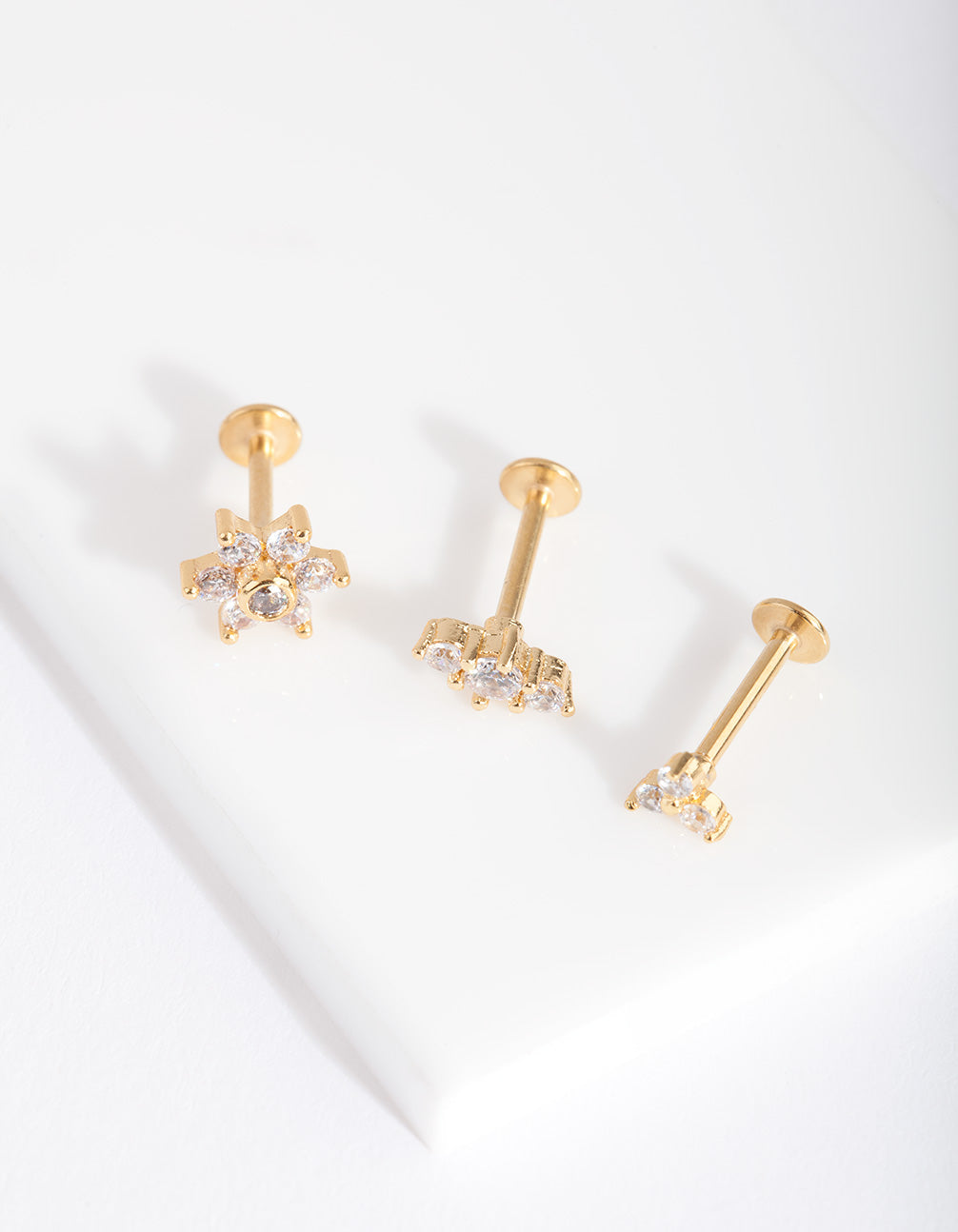 Image of Gold Surgical Steel Flower Flat Back Earring Pack