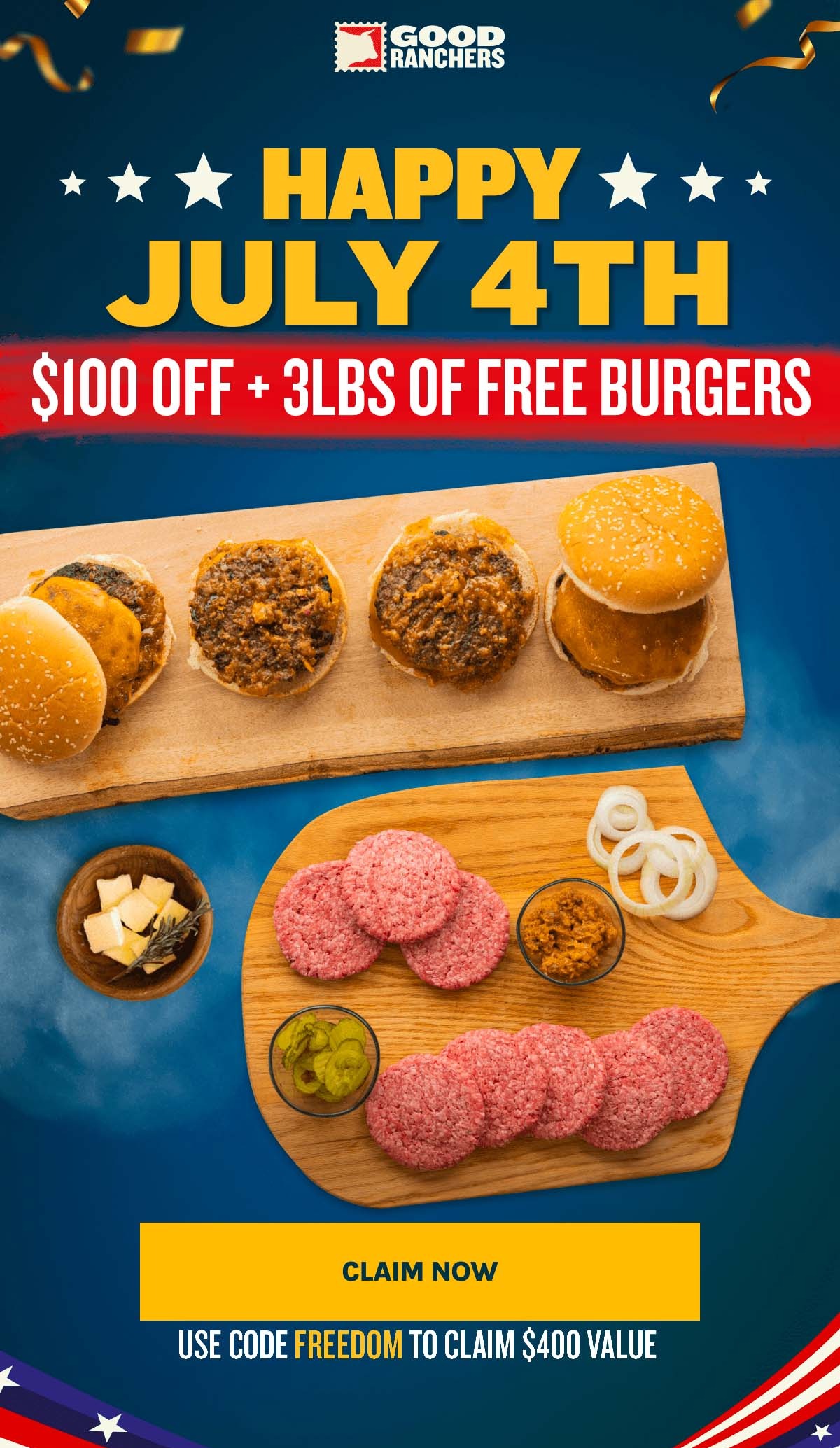 July 4th special: $100 off + free wagyu burgers for a year