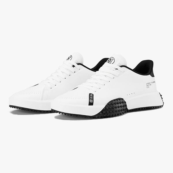 White TaylorMade | GFORE G.112 shoe on grey background