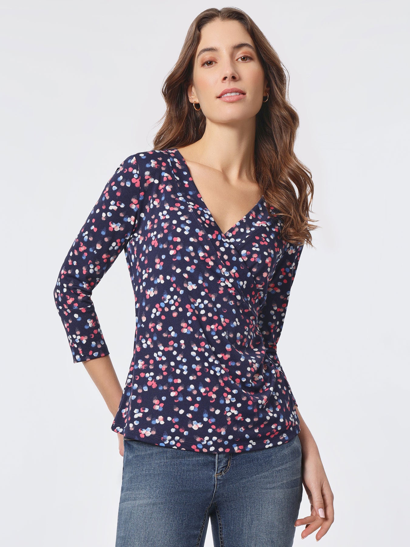 Image of Printed Moss Crepe Wrap Top