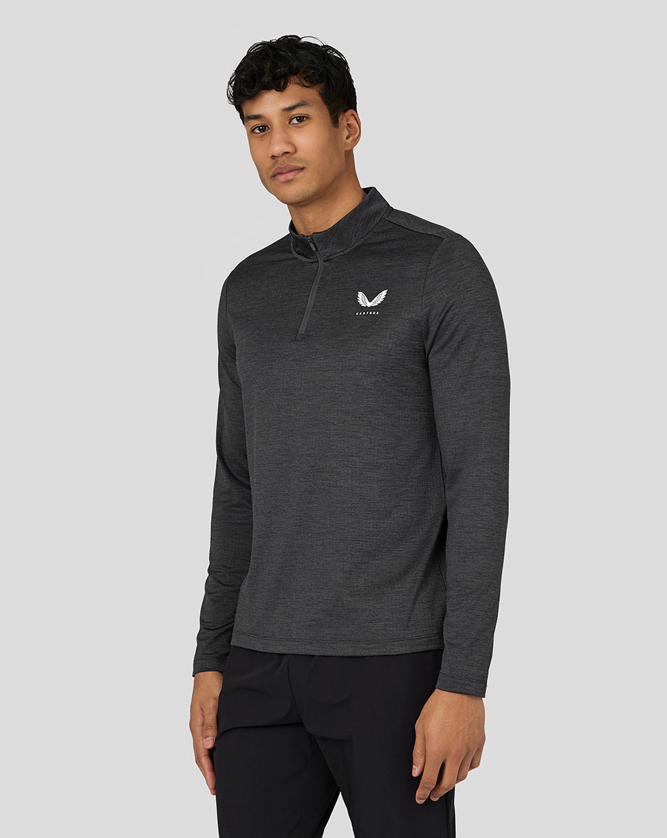 Image of Men’s Active Long Sleeve Marl Quarter Zip - Gunmetal