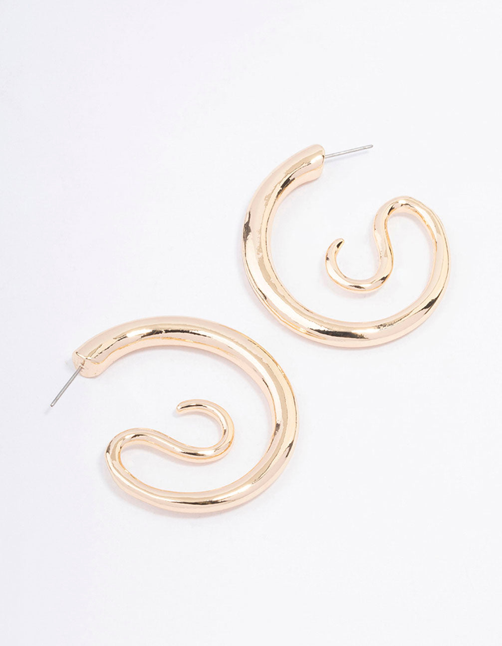 Image of Gold Medium Swirl Hoop Earrings