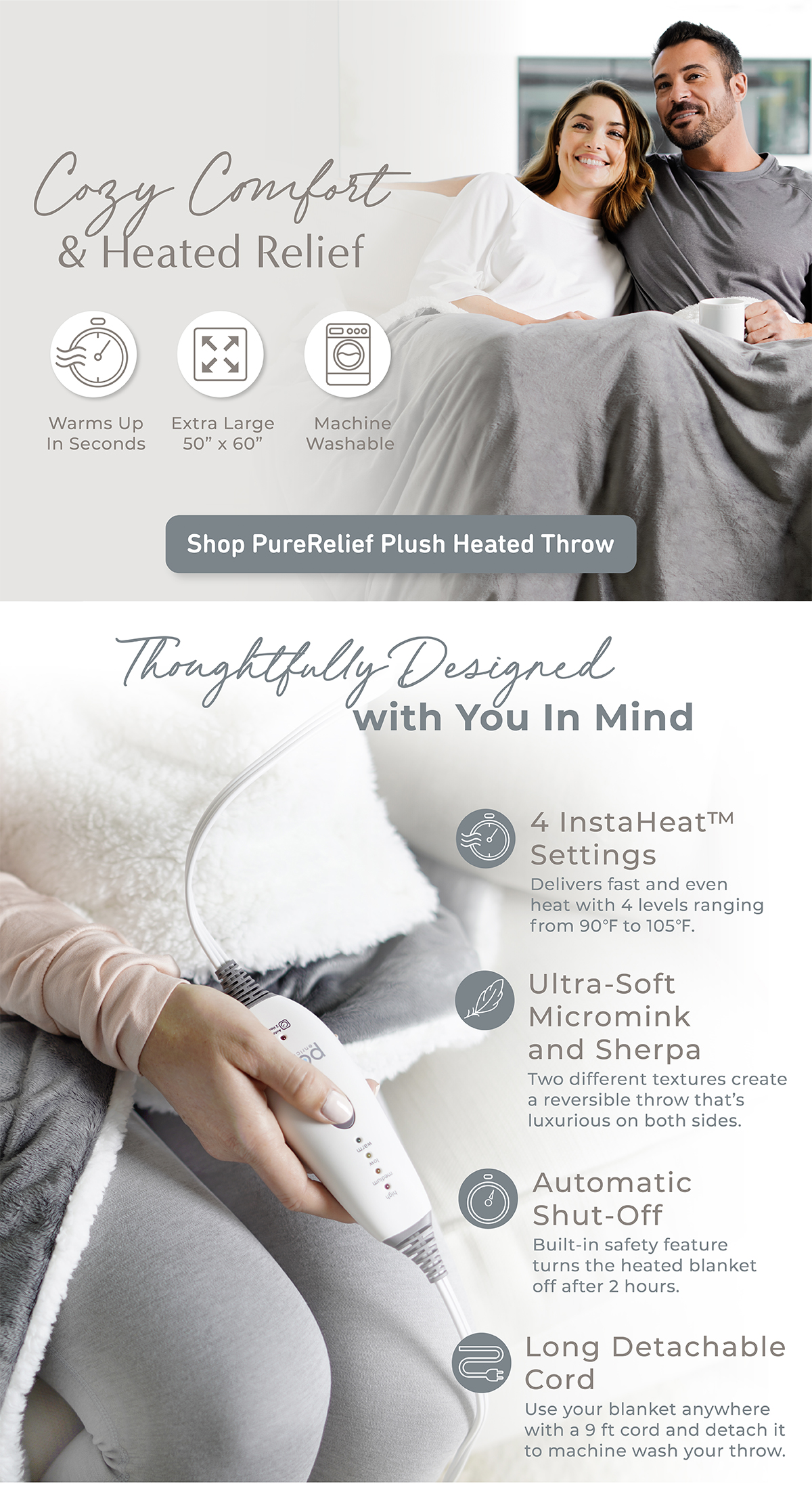 Cozy Comfort & Heated Relief. Shop Our PureRelief Plush Heated Throw