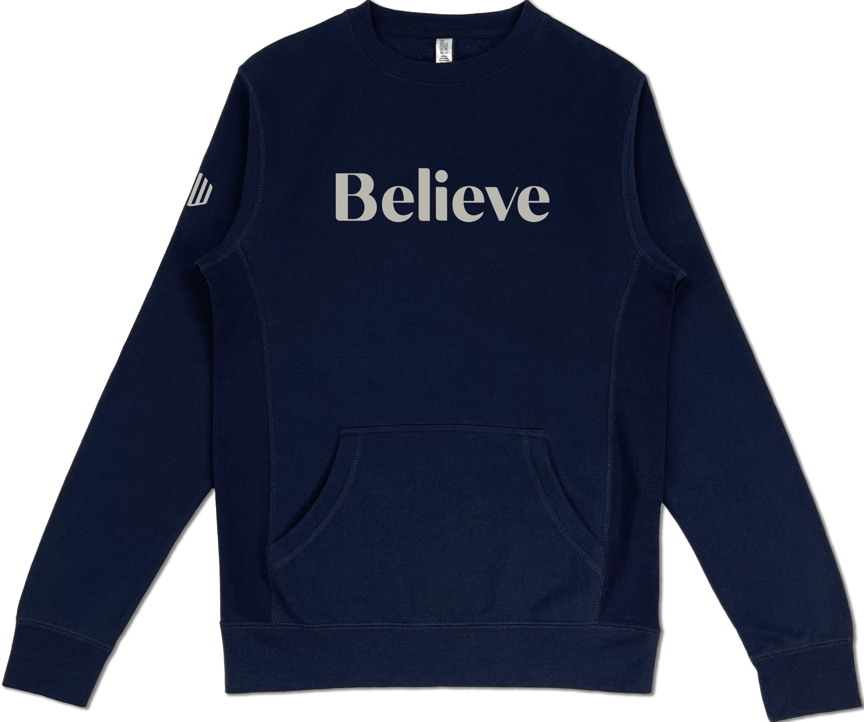 Image of Believe Pocket Sweatshirt (Navy & Greige)