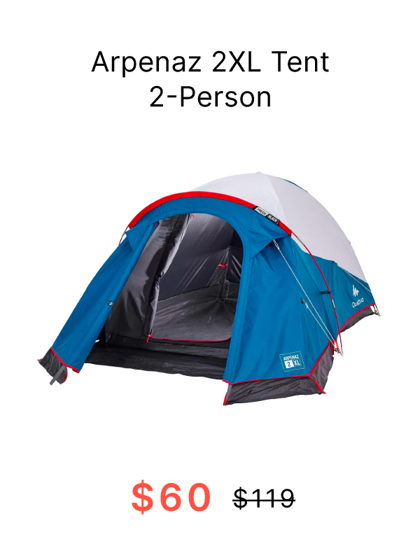 Quechua Arpenaz 2XL Fresh & Black Waterproof Camping Tent 2 Person, Now $60