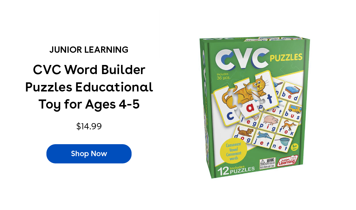 Junior Learning CVC Word Builder Puzzles Educational Toy for Ages 4-5 $14.99 Shop Now