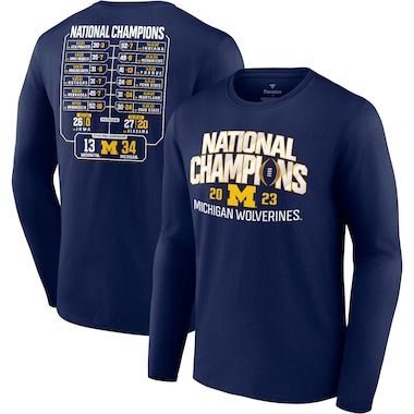  Fanatics Branded Navy  College Football Playoff 2023 National Champions Schedule Long Sleeve T-Shirt