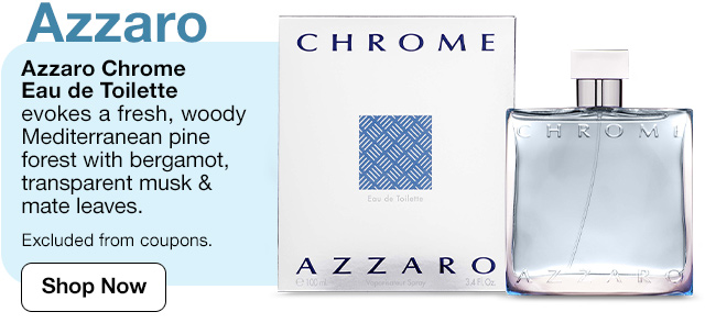 Azzaro Chrome Eau de Toilette evokes a fresh, woody Mediterranean pine forest with bergamot, transparent musk & mate leaves. Excluded from coupons. Shop Now