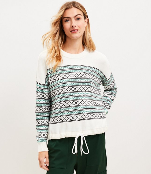 Lou & Grey Fair Isle Drawstring Hem Sweater