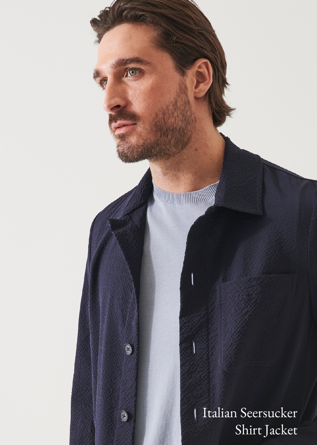 SEERSUCKER STRETCH SHIRT JACKET