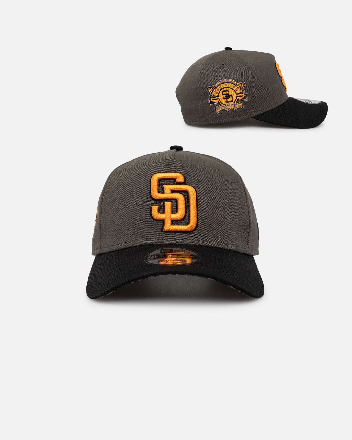 Image of New Era San Diego Padres 'Legendary Charcoal' 9FORTY A-Frame Snapback Charcoal/Black