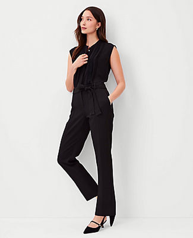 The Tie Waist Ankle Pant in Crepe