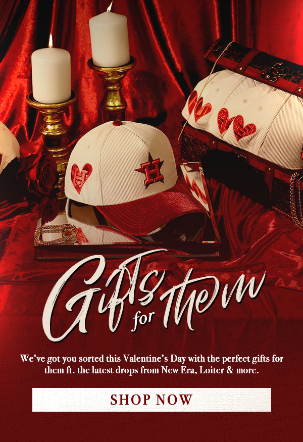 Gifts for them. We've got you sorted this Valentine's Day with the perfect gifts for them, featuring the latest drops from New Era, Loiter, and more. Shop now.