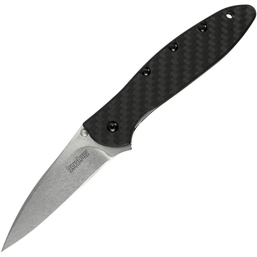 Kershaw 1660CF Leek Carbon Fiber Serrated Blade Assisted Opening Lockback Folding Pocket Knife