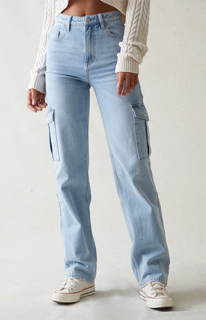 Image: Light Indigo '90s Boyfriend Cargo Jeans