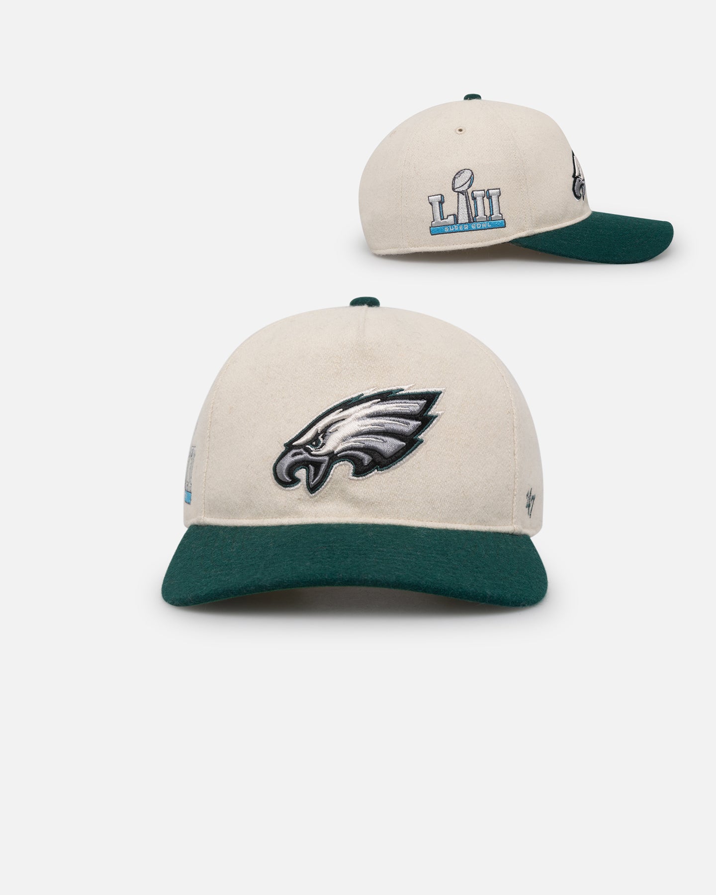 Image of 47 Brand Philadelphia Eagles Superbowl Gridiron Legacy Wooly Sure Shot Snapback Natural/Pacific