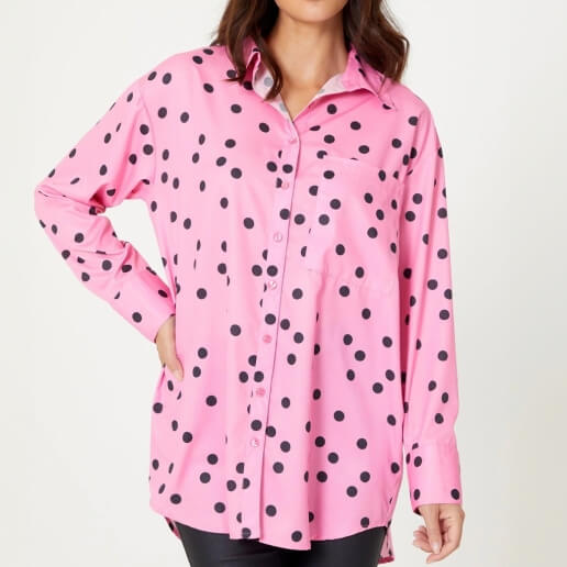 Studio Pink Sleeve Spot Shirt Womens