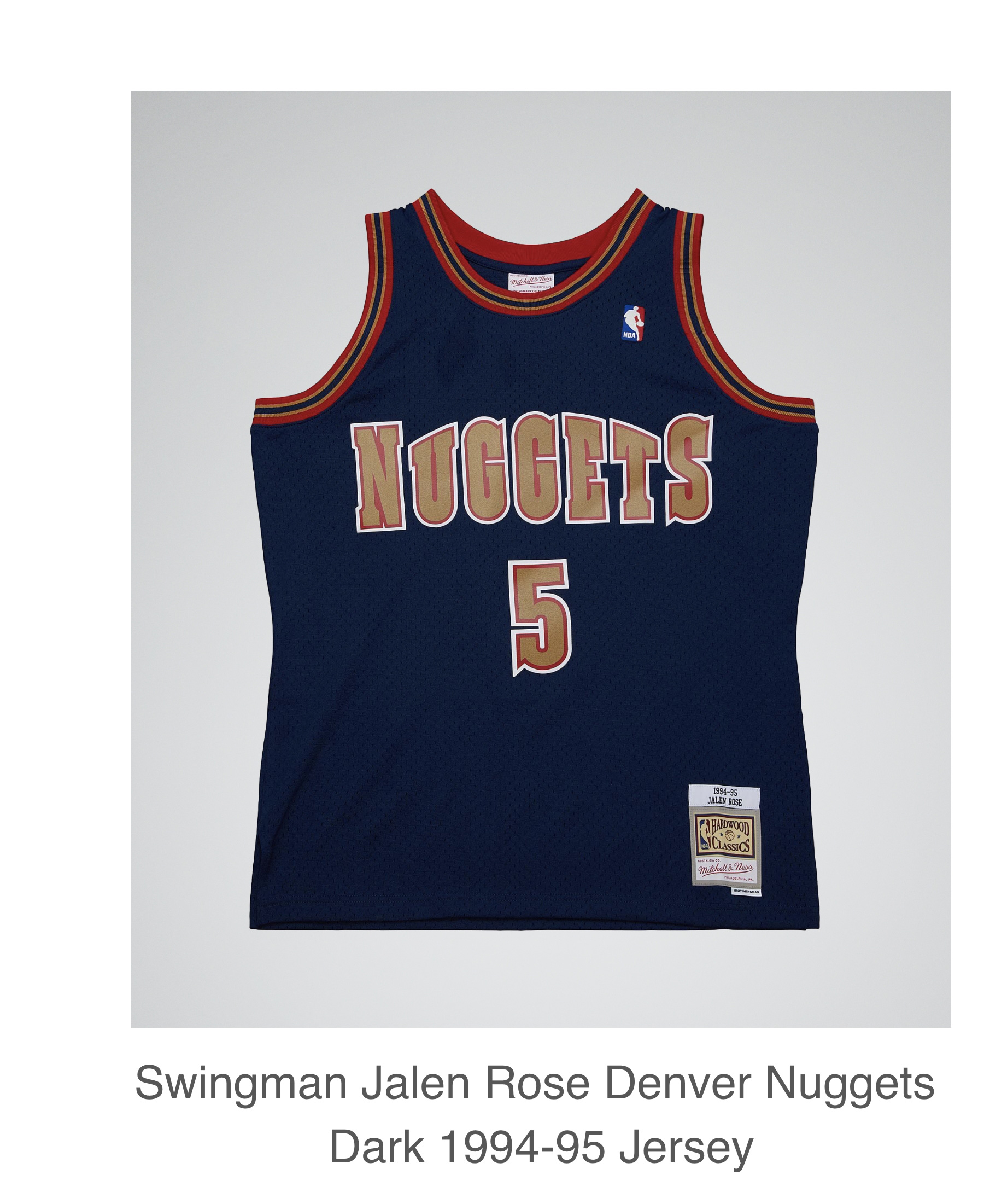 Swingman Jalen Rose Denver Nuggets Dark 1994-95 Jersey