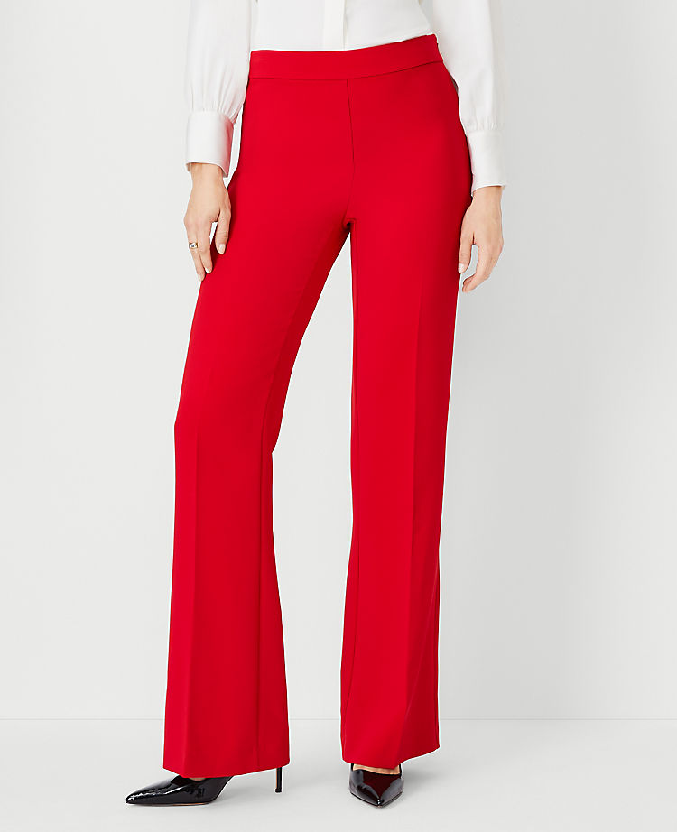 The Petite High Rise Side Zip Flare Trouser in Fluid Crepe