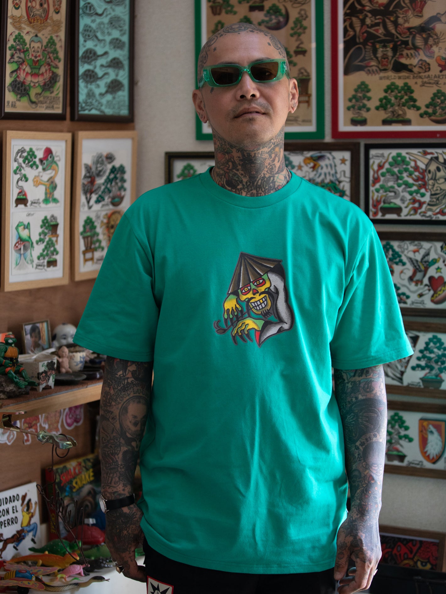 Image of Tokyo True Featured Artist Yusuke Piper Short Sleeve Tee - Emerald Green