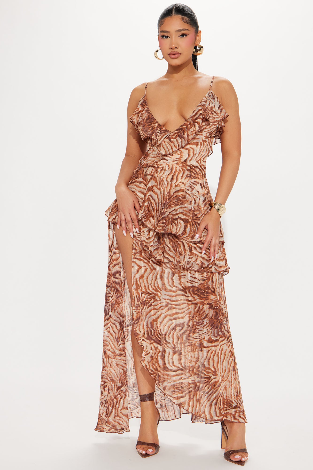 Image of Kamaria Chiffon Maxi Dress - Rust