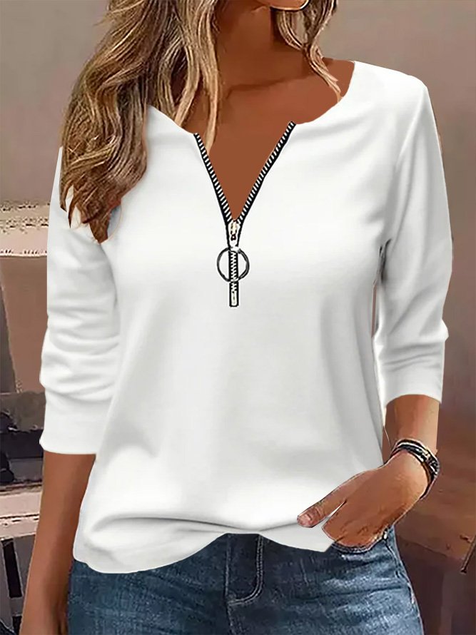 Women Casual Plain Crew Neck Long Sleeve T-shirt