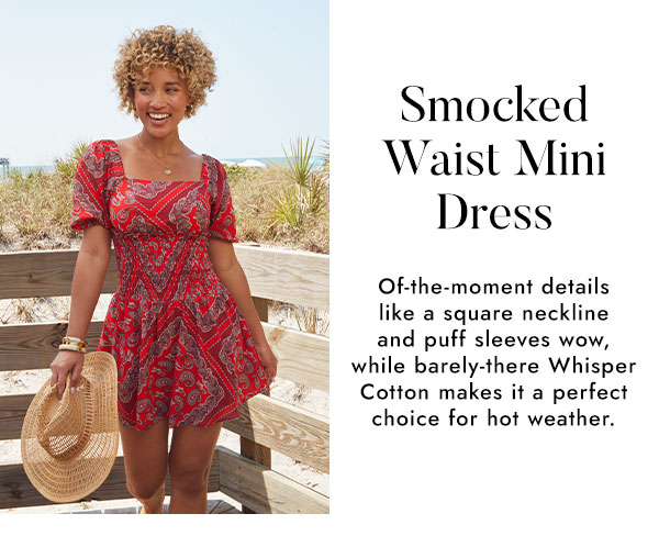 Smocked Waist Mini Dress