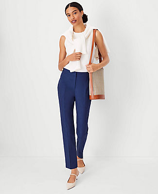 The Button Tab High Rise Eva Ankle Pant in Polished Denim