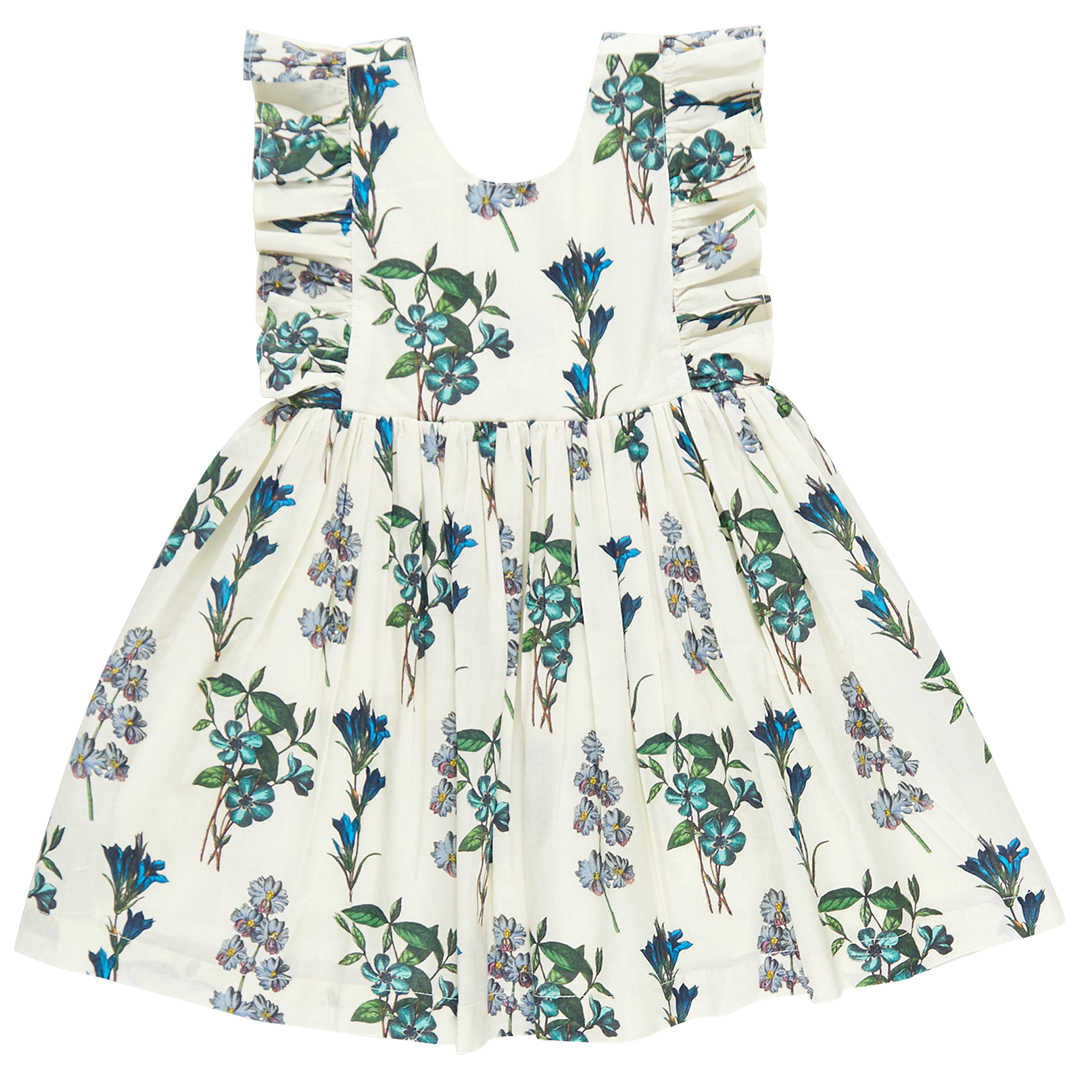 Image of Girls Marceline Dress - Blue Botanical